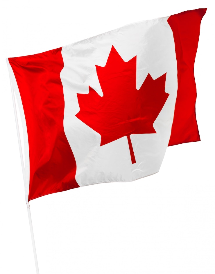 Foto bandiera canadese isolato su bianco