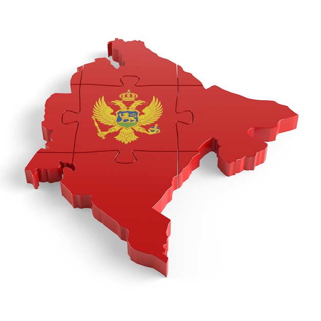 Bandiera Colori Puzzle Montenegro Mappa Design 3d Rendering