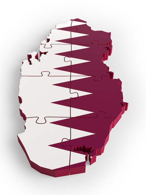 Bandiera Colori Puzzle Qatar Mappa Design 3d Rendering