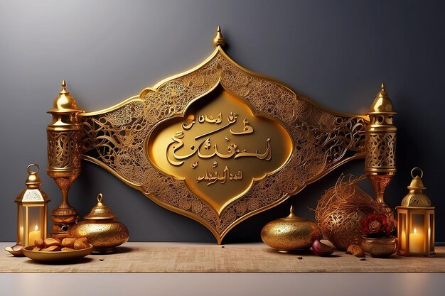 Bandiera d'oro araba del Ramadan Kareem