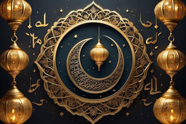 Bandiera d'oro araba del Ramadan Kareem