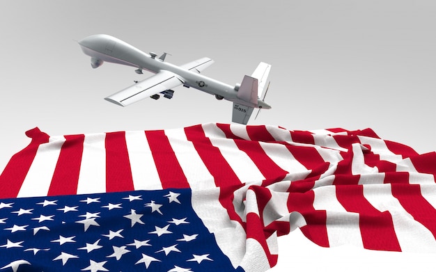 Bandiera degli Stati Uniti con drone