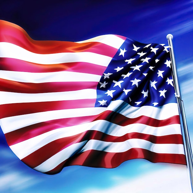 Bandiera degli Stati Uniti contro il cielo blu Illustrazione