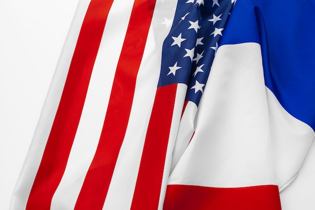 Bandiera degli Stati Uniti d'America e bandiera della Francia