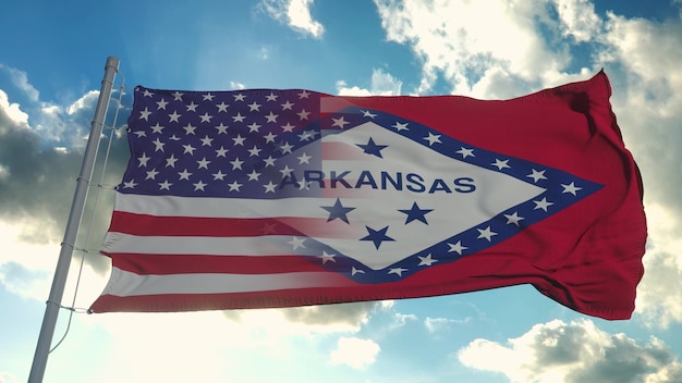 Bandiera degli Stati Uniti e dello stato dell'Arkansas