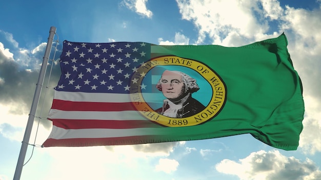 Bandiera degli Stati Uniti e dello stato di Washington