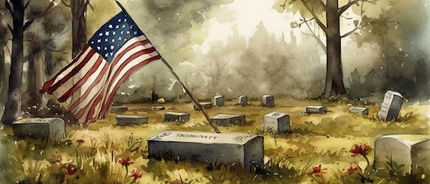 Bandiera degli Stati Uniti Giorno dell'Indipendenza Giorno della Memoria Giorno del Patriota AI generativa