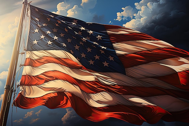 Bandiera degli Stati Uniti rendering 3D in 4K