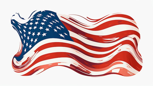 Bandiera degli Stati Uniti semplice arte del fumetto sfondo bianco AI generativa