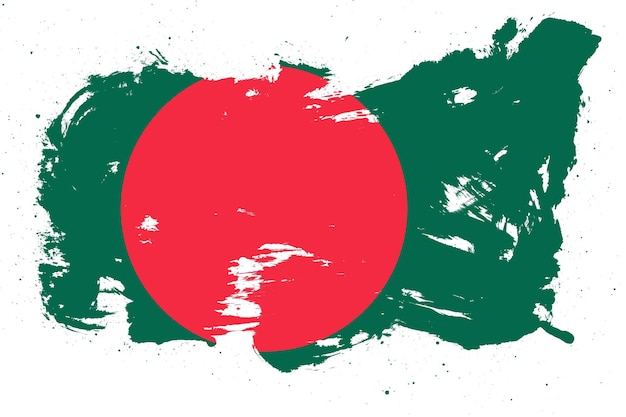 Bandiera del Bangladesh con effetto tratto di pennello grunge dipinto su sfondo bianco