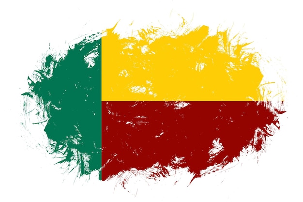 Bandiera del Benin su sfondo pennello tratto astratto