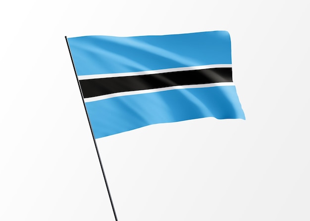 Bandiera del Botswana che vola in alto sullo sfondo isolato. Festa dell'indipendenza del Botswana