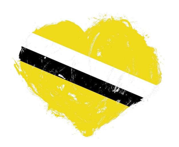 Bandiera del Brunei a forma di cuore pennello ictus su sfondo bianco