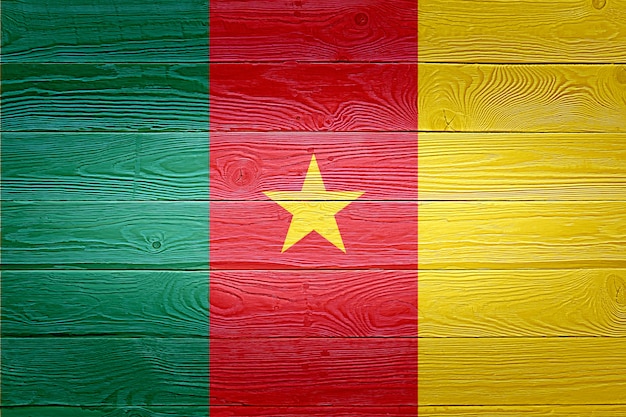 Bandiera del Camerun dipinta su vecchio fondo di legno della plancia