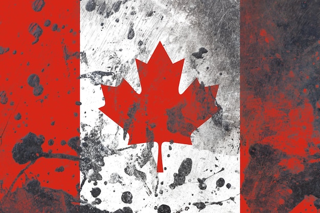 Bandiera del Canada sul vecchio fondo di struttura del grunge graffiato