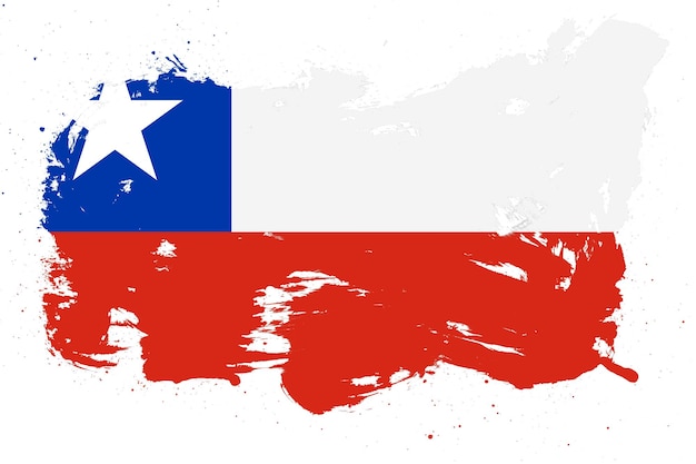 Bandiera del Cile con effetto tratto di pennello grunge dipinto su sfondo bianco