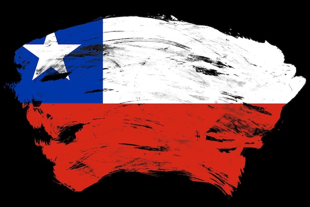 Bandiera del Cile su sfondo pennello pennellato nero in difficoltà