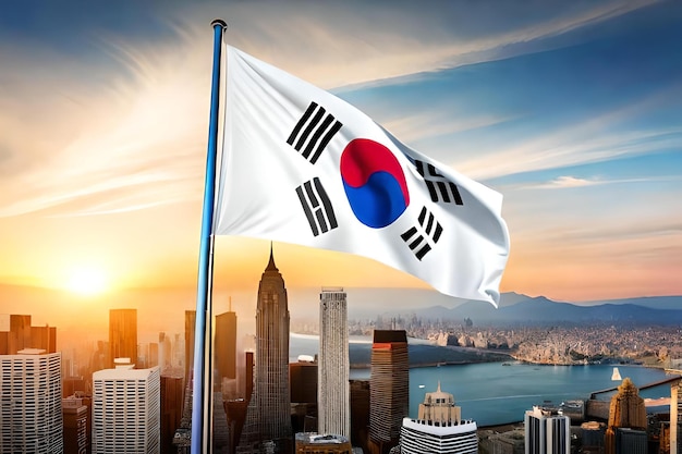 Bandiera del cuore della bandiera della Corea del Sud