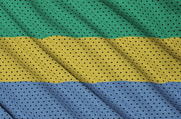 Bandiera del Gabon stampata su un tessuto a rete per abbigliamento sportivo in nylon poliestere