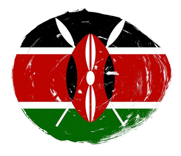 Bandiera del Kenya dipinta su uno sfondo di pennello pennellato bianco angosciato
