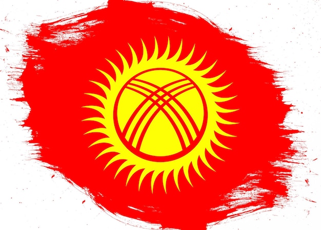 Bandiera del Kirghizistan sullo sfondo del pennello grunge in difficoltà