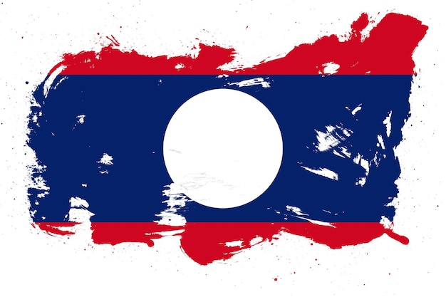 Bandiera del Laos con effetto tratto di pennello grunge dipinto su sfondo bianco
