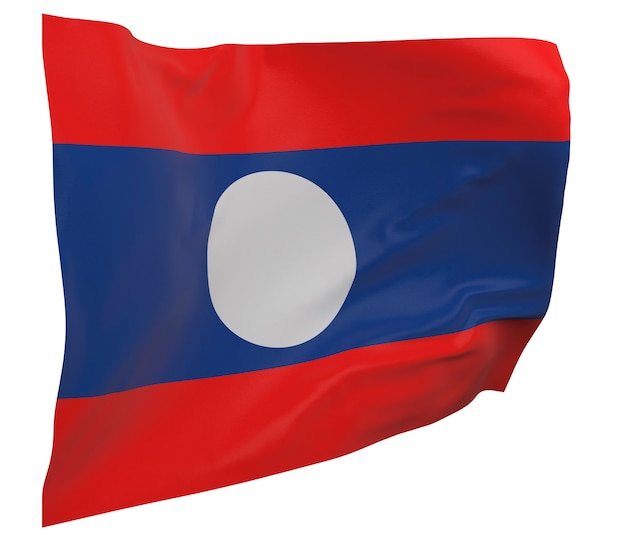 Bandiera del Laos isolato. Banner sventolante. Bandiera nazionale del Laos