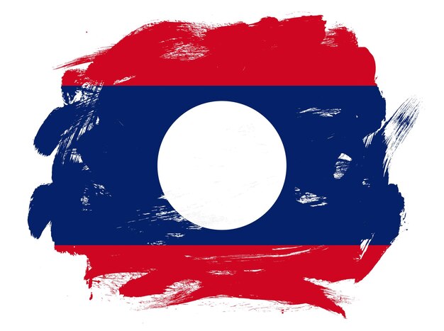 Bandiera del Laos su sfondo pennello tratto bianco dipinto astratto