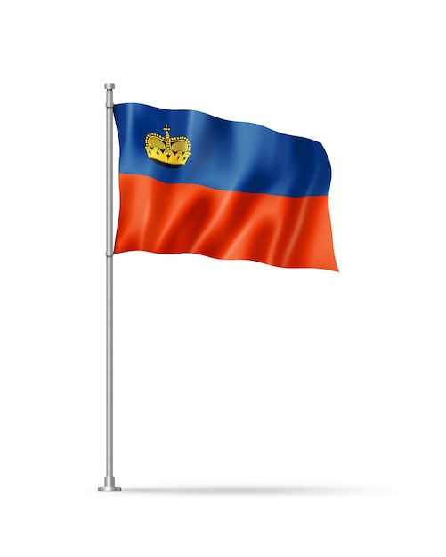Bandiera del Liechtenstein isolata su bianco