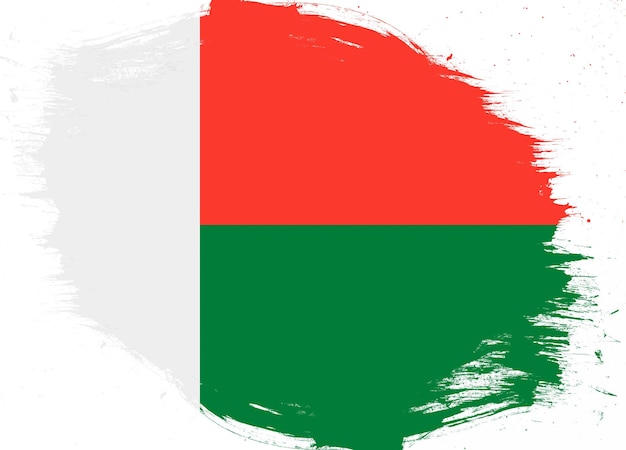 Bandiera del Madagascar su sfondo di pennello grunge in difficoltà