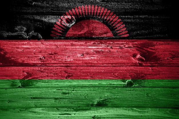 Bandiera del Malawi su assi di legno sfondo bandiera di legno