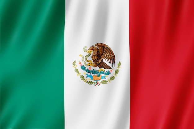 Bandiera del Messico che sventola nel vento.