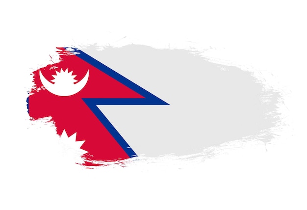 Bandiera del nepal su sfondo pennello tratto bianco