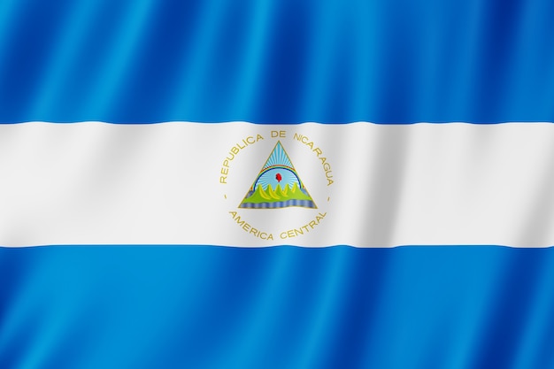 Bandiera del Nicaragua che sventola nel vento.