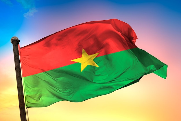 bandiera del paese burkina_faso, bandiera 3d e sfondo a colori.