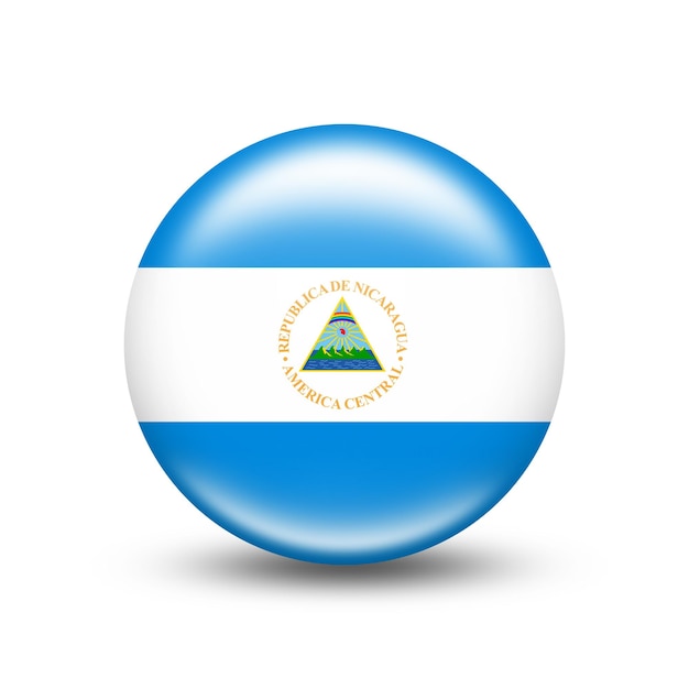 Bandiera del paese del Nicaragua nella sfera con ombra bianca - illustrazione