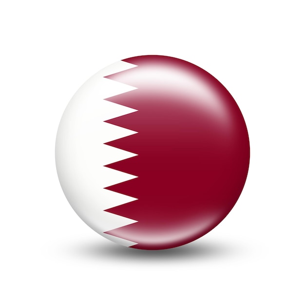 Bandiera del paese del Qatar in un cerchio con ombra bianca - illustrazione