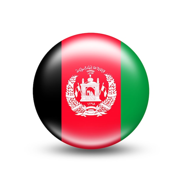 Bandiera del paese dell'Afghanistan nella sfera con ombra bianca - illustrazione