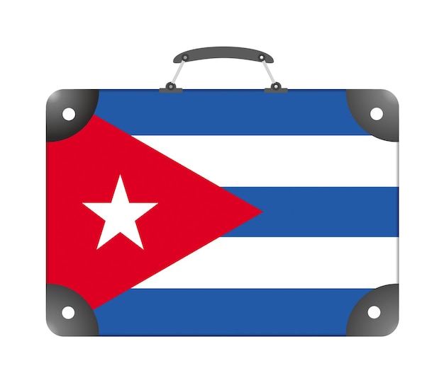 Bandiera del paese di Cuba sotto forma di una valigia da viaggio su sfondo bianco - illustrazione
