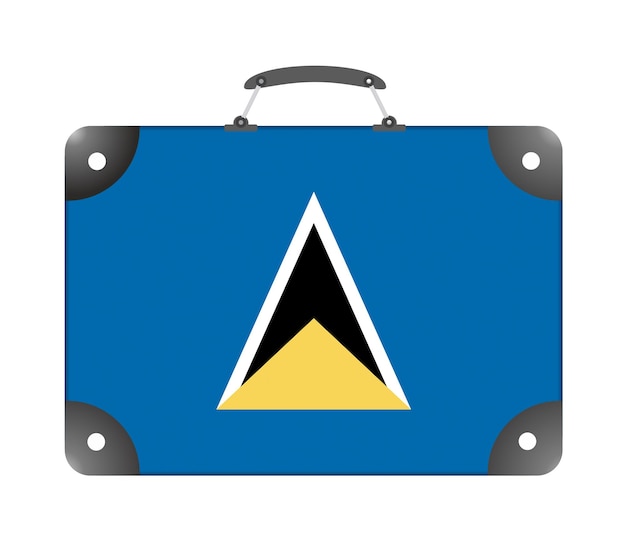 Bandiera del paese di Lucia sotto forma di valigia per viaggiare su sfondo bianco - illustrazione