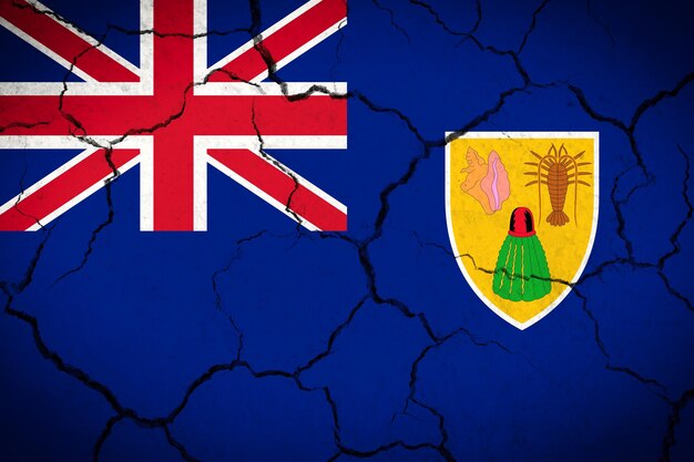 Bandiera del paese incrinata delle Isole Turks e Caicos