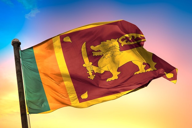 bandiera del paese sri_lanka, bandiera 3d e sfondo a colori.