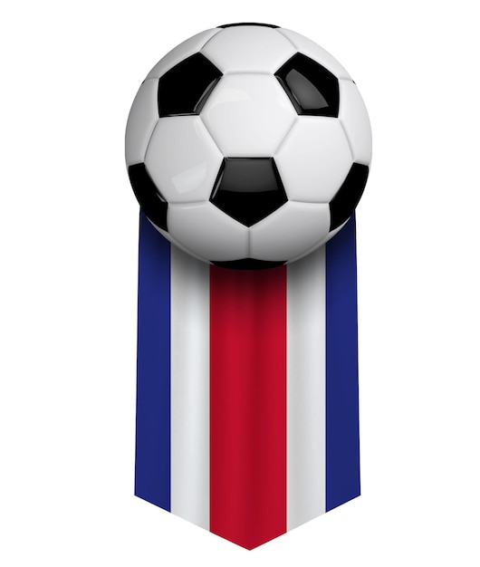 Bandiera del Pallone da calcio Costa Rica, striscione appeso, Rendering 3D