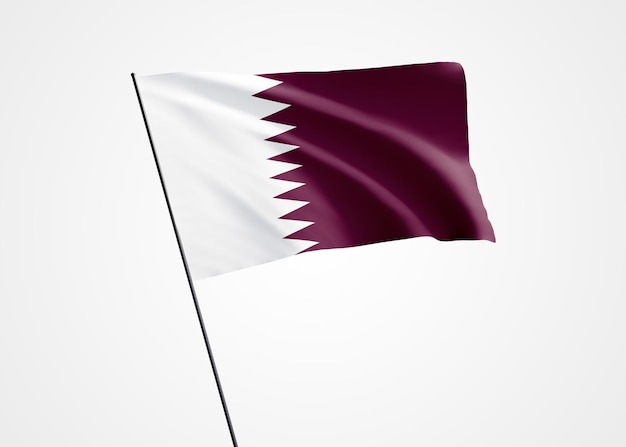 Bandiera del Qatar che vola alta sullo sfondo isolato 18 dicembre Giornata dell'indipendenza del Qatar