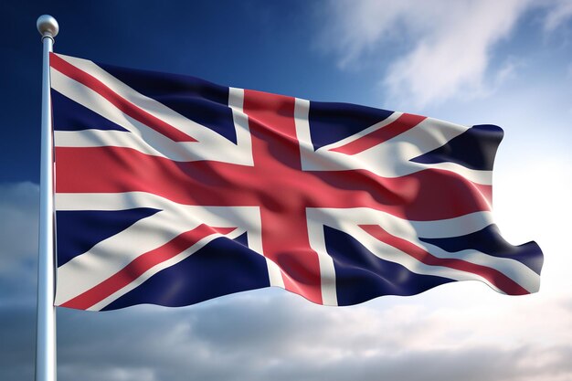 Bandiera del Regno Unito sventolata nel vento Ai Generato