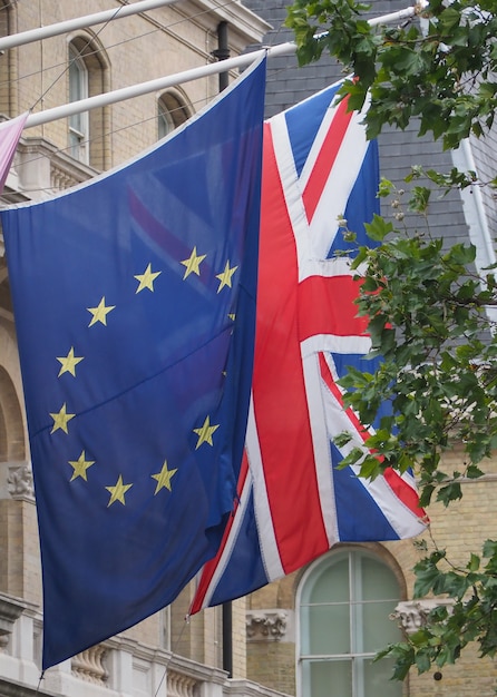 Bandiera del Regno Unito (UK) alias Union Jack e Unione Europea