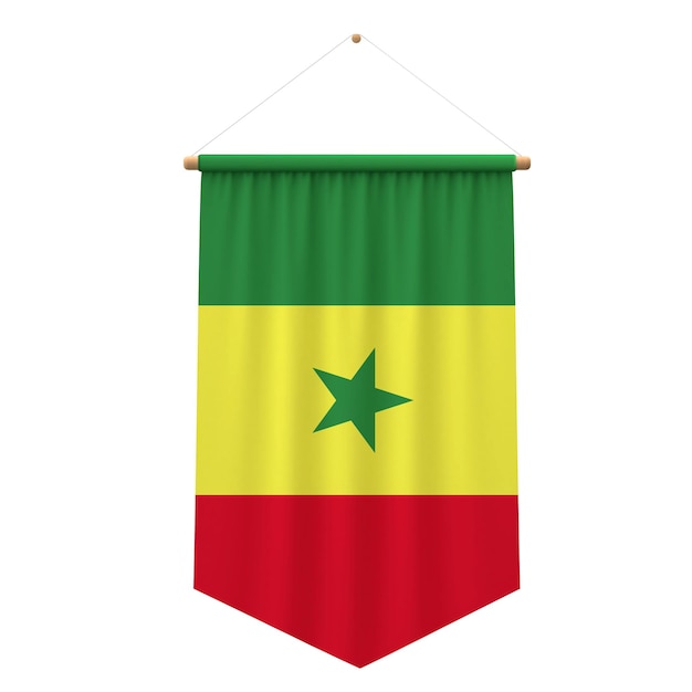 Bandiera del Senegal bandiera appesa banner 3D Rendering