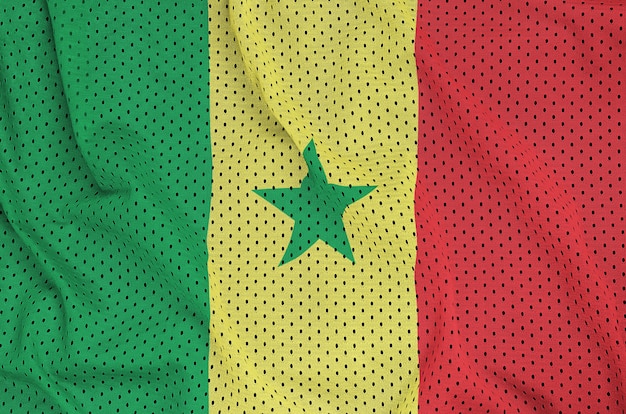 Bandiera del Senegal stampata su un tessuto a rete per abbigliamento sportivo in nylon poliestere