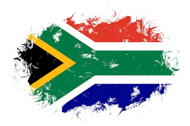 Bandiera del sud africa su sfondo pennello tratto astratto