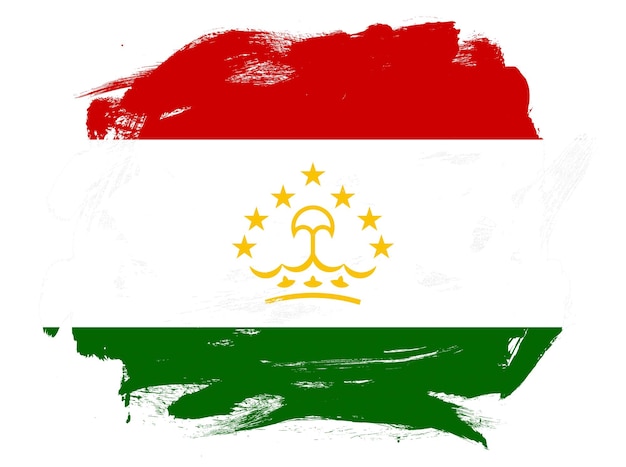 Bandiera del Tagikistan su sfondo pennello tratto bianco dipinto astratto